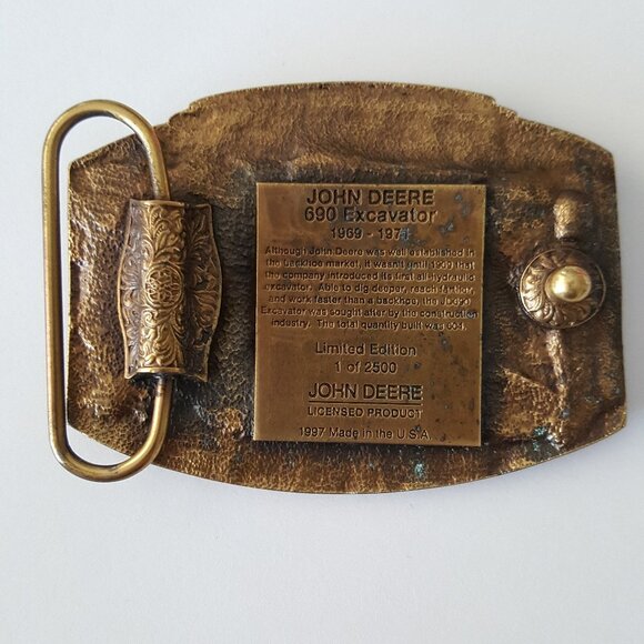 John Deere Model 690 Excavator 1997 Brass Belt Buckle Limited Edition - Picture 3 of 7